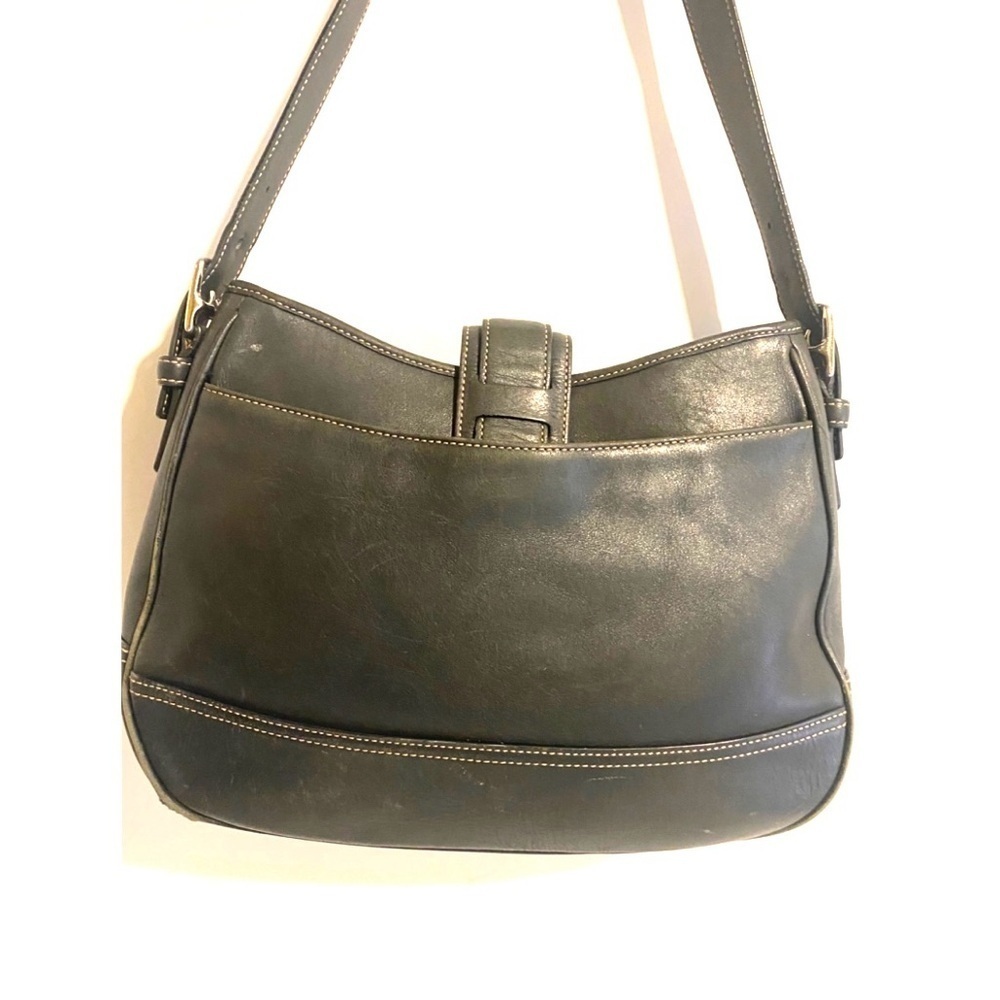 Coach vintage navy blue leather shoulder handbag - Picture 2 of 10